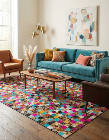 5' x 8' Cowhide Leather Rug