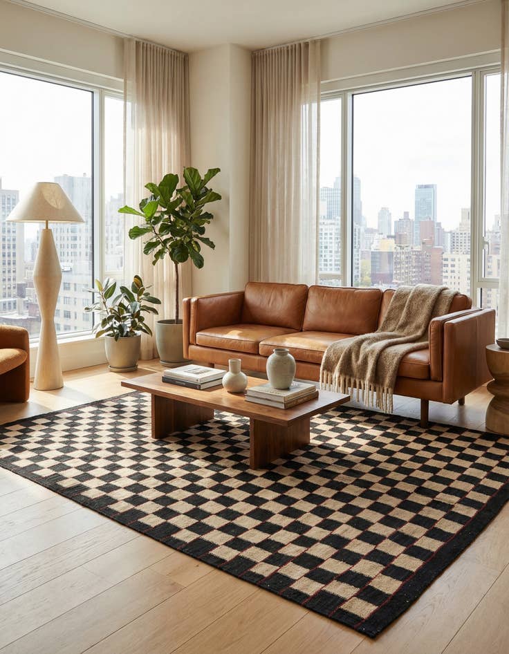 Detail image of  5' x 6' 3  Hand Woven Kilim Modern Wool Rug