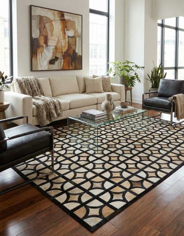 5' 3 x 8' Cowhide Leather Rug