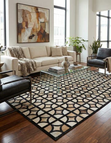 5' 3 x 8' Cowhide Leather Rug