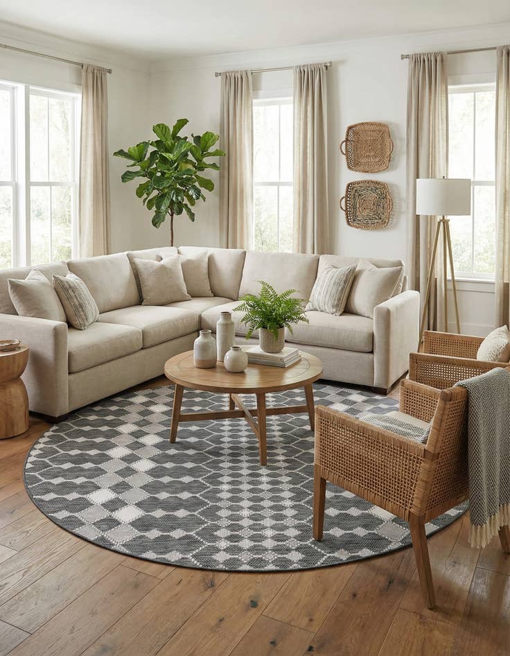 Detail image of 10' x 10'  Washable Trellis Indoor / Outdoor Round Rug