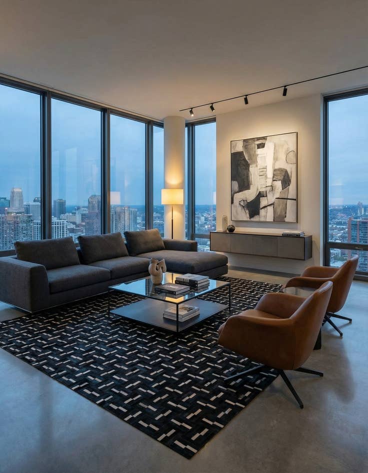 Detail image of 8' x 10' 1 Cowhide Leather Rug