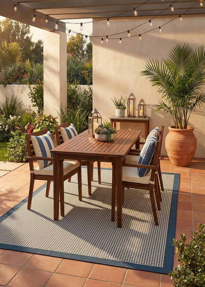 6' x 9' Easy-Clean Border Indoor / Outdoor Rug
