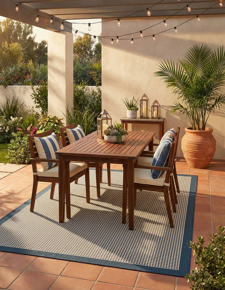 Detail image of 6' x 9'  Washable Border Indoor / Outdoor Rug