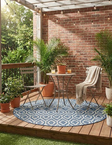 4' x 4' Easy-Clean Jill Zarin Turks and Caicos Indoor / Outdoor Round Rug
