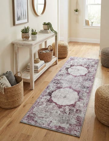 Pink Ivory Washable Yara Runner Rug