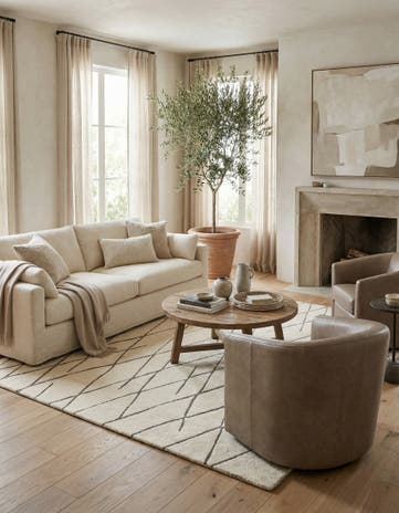 Pure Ivory Atlas Moroccan Wool Square Rug