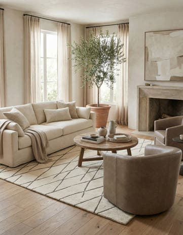 Pure Ivory Atlas Moroccan Wool Square Rug