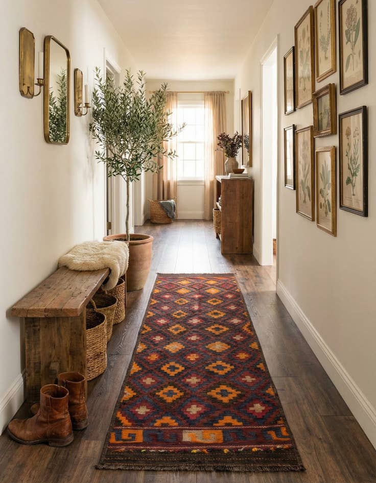 Detail image of 2' 7 x 9' 8  Hand Woven Kilim Fars Wool Runner Rug