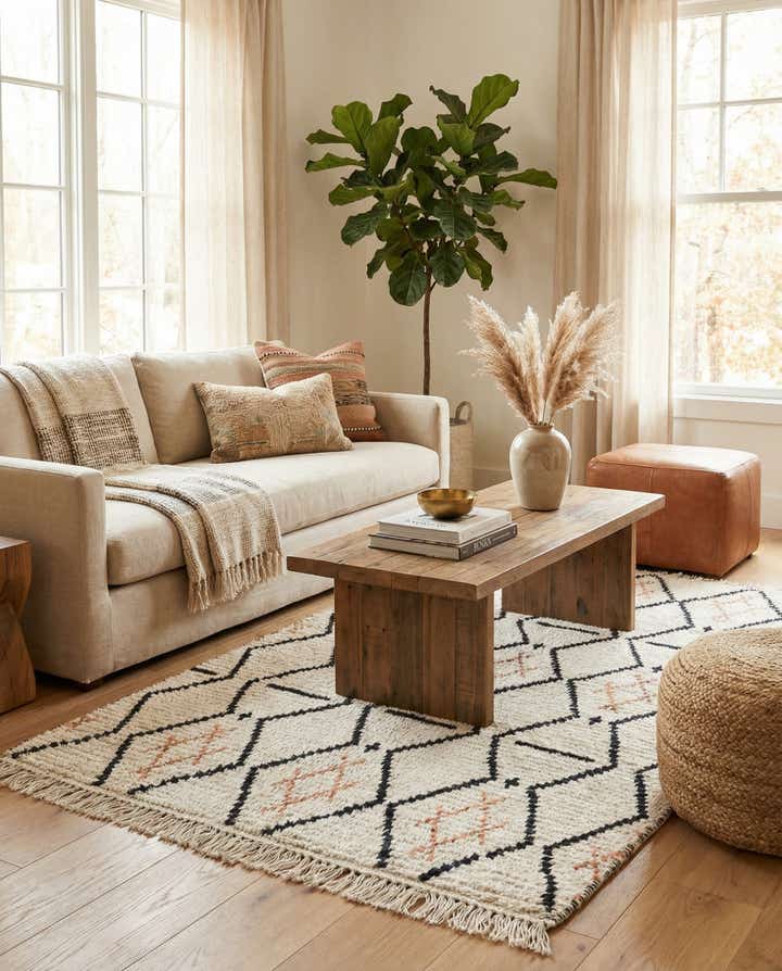 3' 2 x 5' 3 Hand Knotted Moroccan Wool Rug