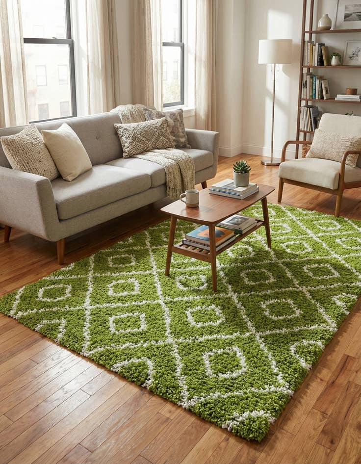 Detail image of  4' x 6' Lattice Shag Rug