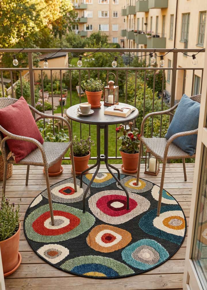 3' x 3' Easy-Clean Casablanca Indoor / Outdoor Round Rug
