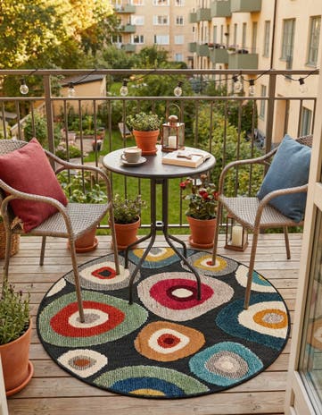 3' x 3' Easy-Clean Casablanca Indoor / Outdoor Round Rug