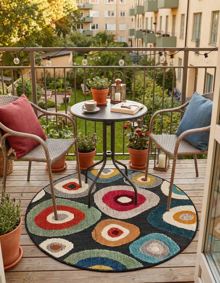 Detail image of 3' x 3'  Washable Casablanca Indoor / Outdoor Round Rug