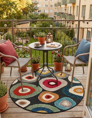 3' x 3' Easy-Clean Casablanca Indoor / Outdoor Round Rug
