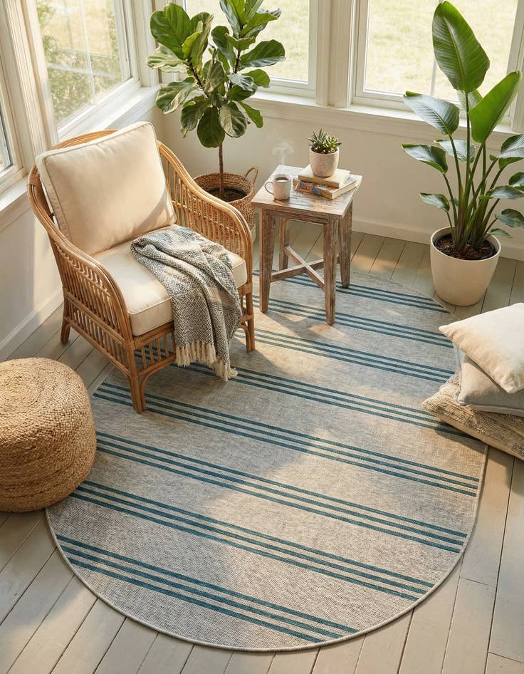Detail image of 7' 10 x 10' Easy-Clean Jill Zarin Anguilla Indoor / Outdoor Oval Rug