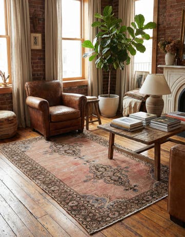 4' 3 x 7' 6 Hand Knotted Ultra Vintage Persian Wool Rug