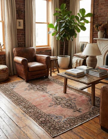 4' 3 x 7' 6 Hand Knotted Ultra Vintage Persian Wool Rug