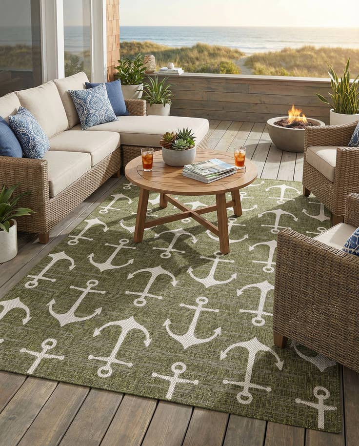 Detail image of 7' x 10' Easy-Clean Coastal Indoor / Outdoor Rug