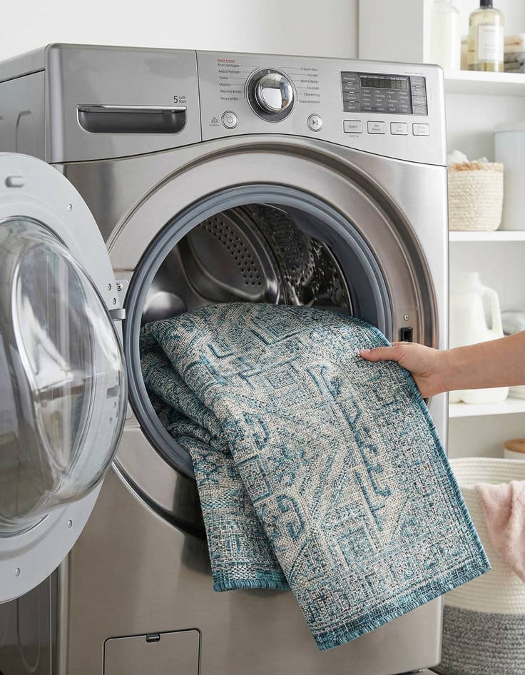 Detail image of 2' x 8'  Washable Aztec Indoor / Outdoor Runner Rug