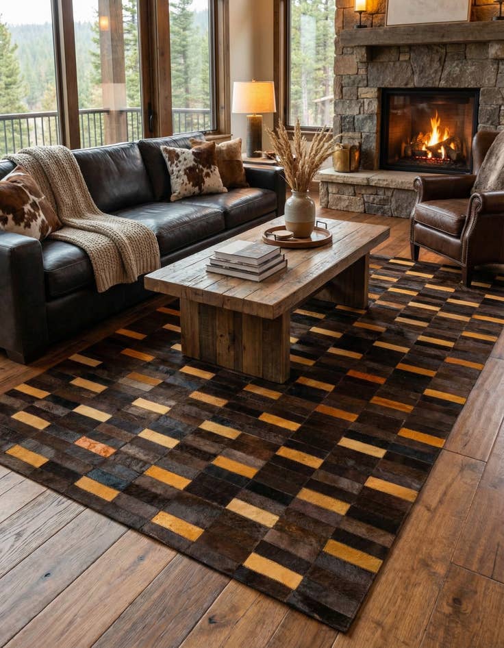 Detail image of  5' x 7' 10 Cowhide - Patchwork Rug