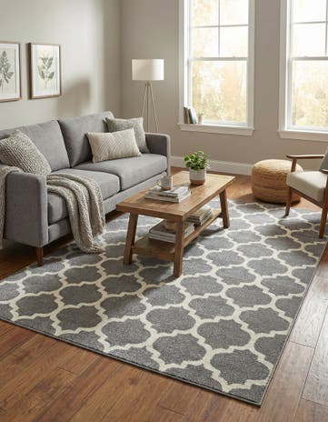 Dark Gray Lattice Rug