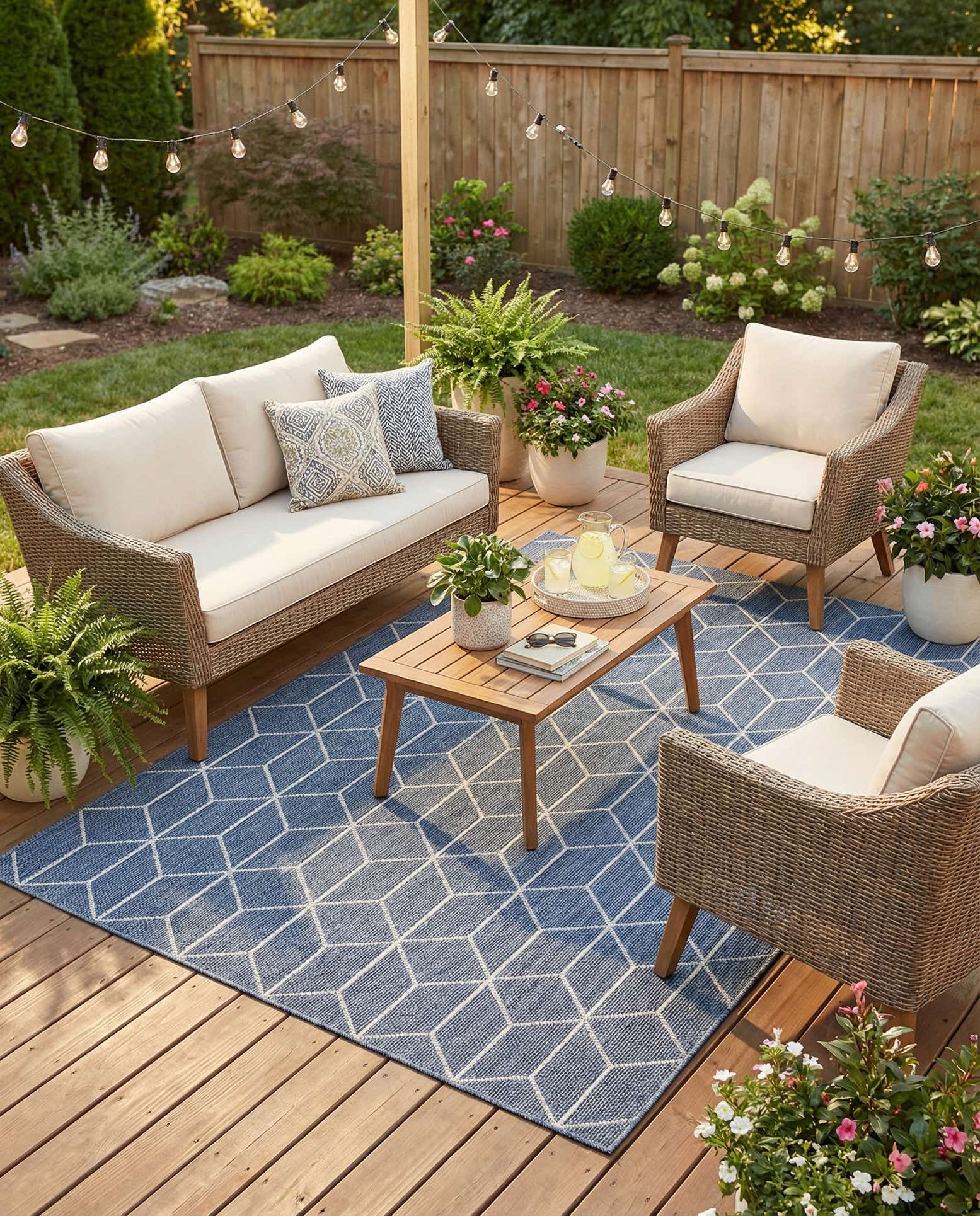 6' 1 x 9' Easy-Clean Trellis Indoor / Outdoor Rug