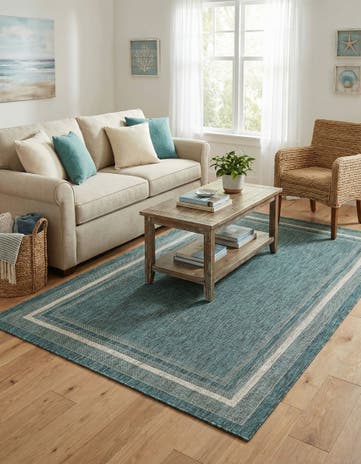 5' 3 x 8' Easy-Clean Border Indoor / Outdoor Rug