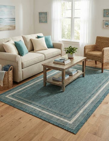 5' 3 x 8' Easy-Clean Border Indoor / Outdoor Rug