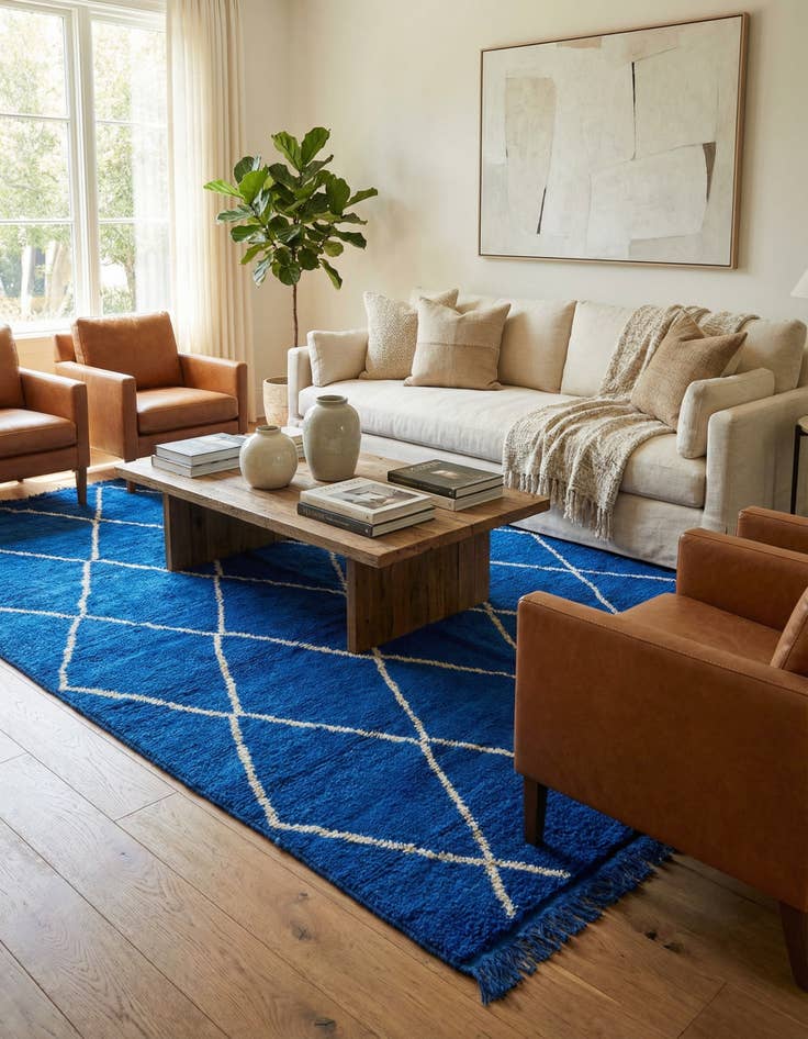 Detail image of 6' 8 x 9' 8  Hand Knotted Moroccan Wool Rug