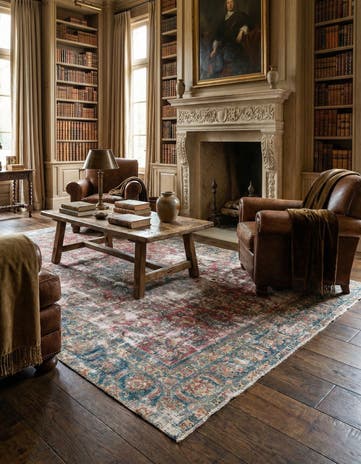 9' 5 x 9' 9 Hand Knotted Ultra Vintage Persian Wool Square Rug