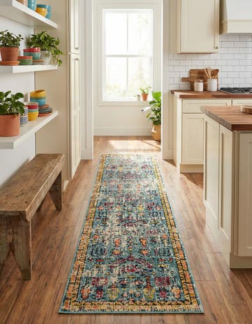 Blue Washable Alta Runner Rug