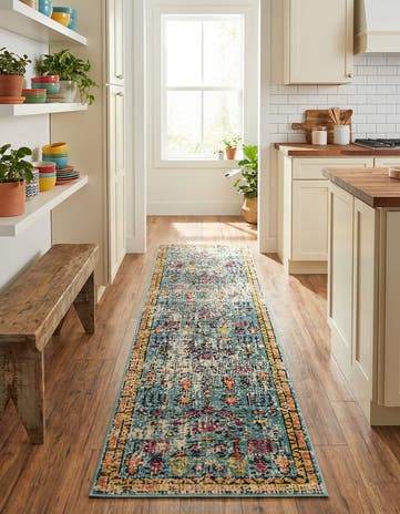 Blue Washable Alta Runner Rug