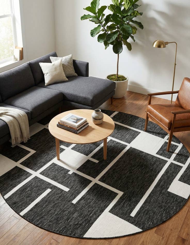 Detail image of  10' x 10'  Washable Modern Indoor / Outdoor Round Rug