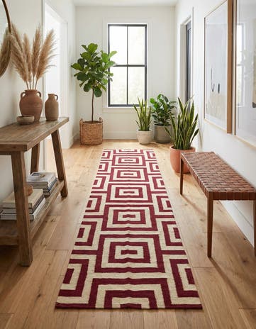 2' 7 x 9' 9 Hand Woven Kilim Modern Wool Runner Rug