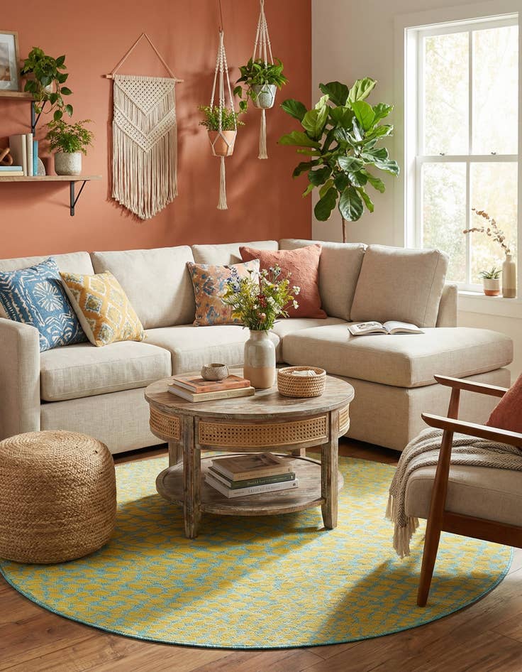 Detail image of 6' 7 x 6' 7  Washable Jill Zarin Cape Town Indoor / Outdoor Round Rug