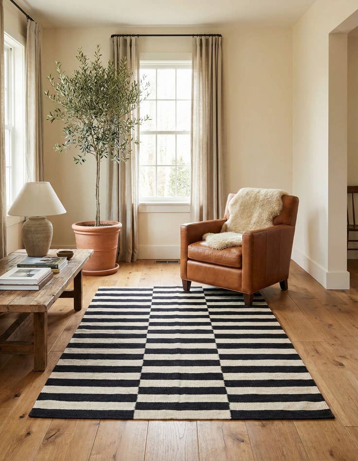 Detail image of 3' 3 x 4' 10  Hand Woven Kilim Modern Wool Rug