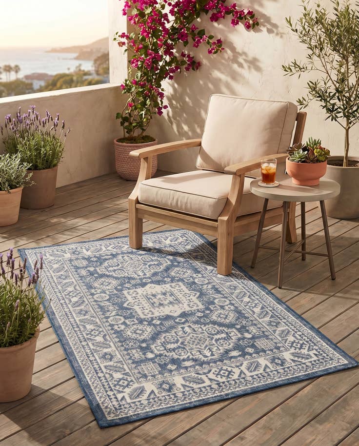 Detail image of 3' x 5' 3 Easy-Clean Aztec Indoor / Outdoor Rug