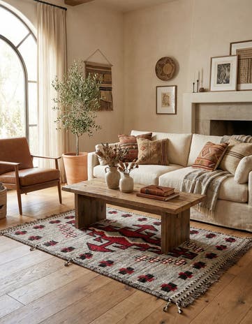 4' 3 x 5' 10 Hand Knotted Moroccan Wool Rug