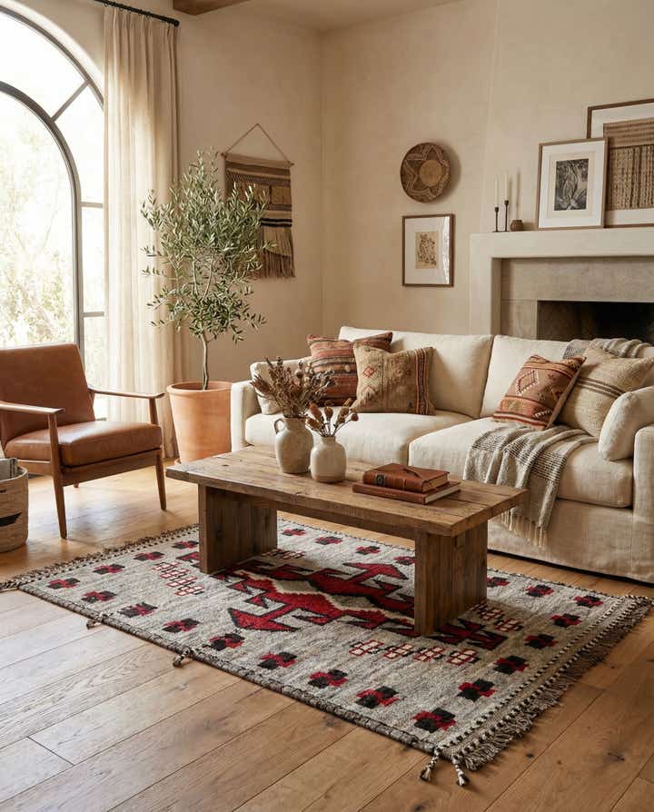 4' 3 x 5' 10 Hand Knotted Moroccan Wool Rug