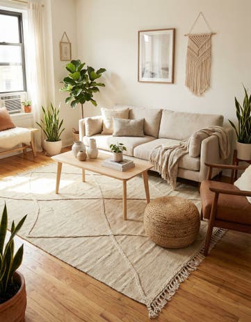 5' x 6' 4 Hand Knotted Moroccan Wool Rug