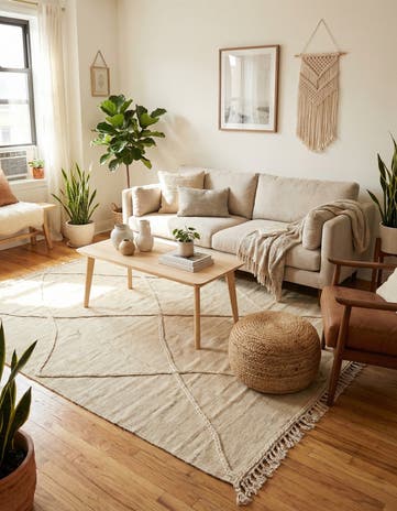 5' x 6' 4 Hand Knotted Moroccan Wool Rug