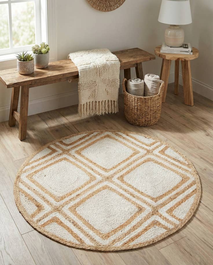 Detail image of 3' x 3' Handmade Braided Jute Round Rug