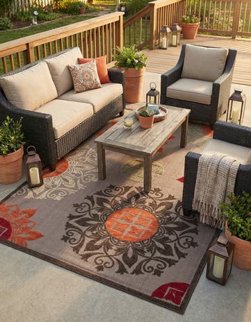 7' x 10' Easy-Clean Modern Indoor / Outdoor Rug