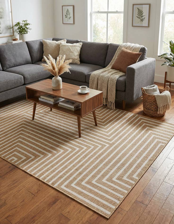 Detail image of 4' x 6'  Washable Modern Indoor / Outdoor Rug