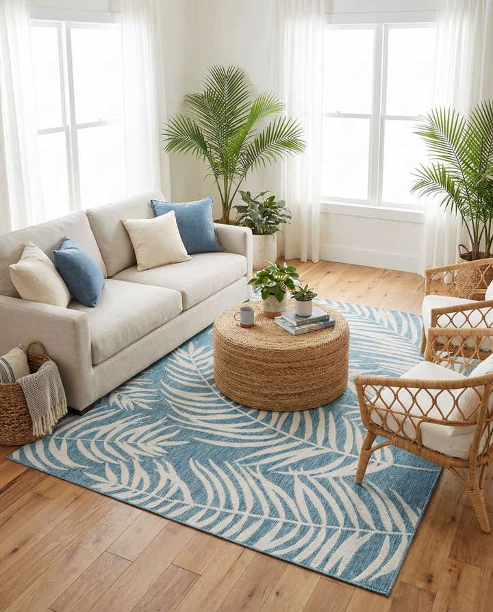 6' x 9' Easy-Clean Botanical Indoor / Outdoor Rug