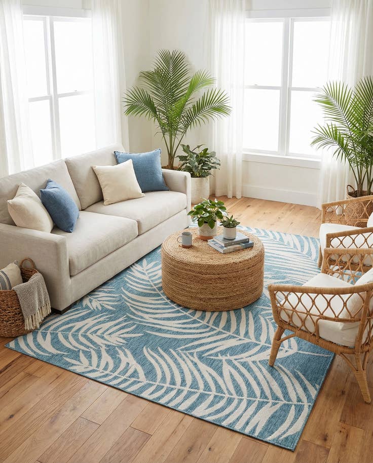Detail image of 6' x 9' Easy-Clean Botanical Indoor / Outdoor Rug
