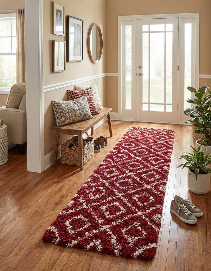 Detail image of  2' x 8' Lattice Shag Runner Rug