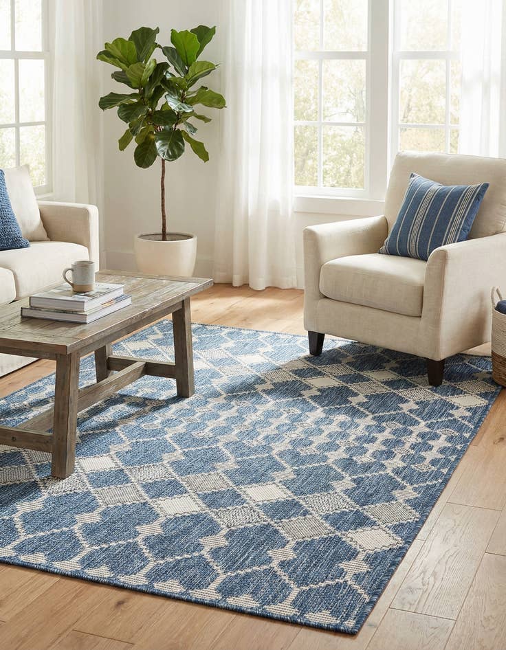 Detail image of  3' x 5' 3  Washable Lattice Indoor / Outdoor Rug