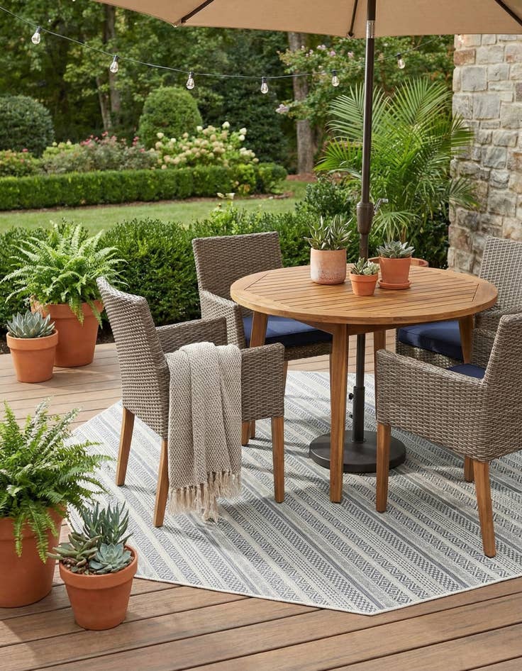 Detail image of  7' 10 x 7' 10  Washable Ribbon Indoor / Outdoor Octagon Rug